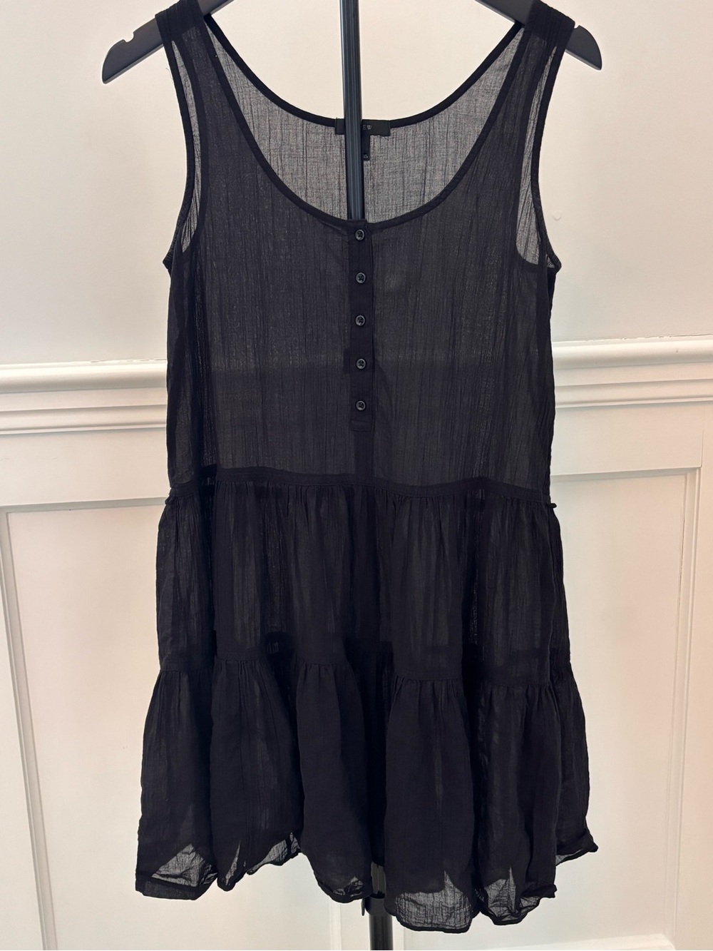 J.Crew Black 100% Cotton Gauze Tiered Sleeveless Dress XS